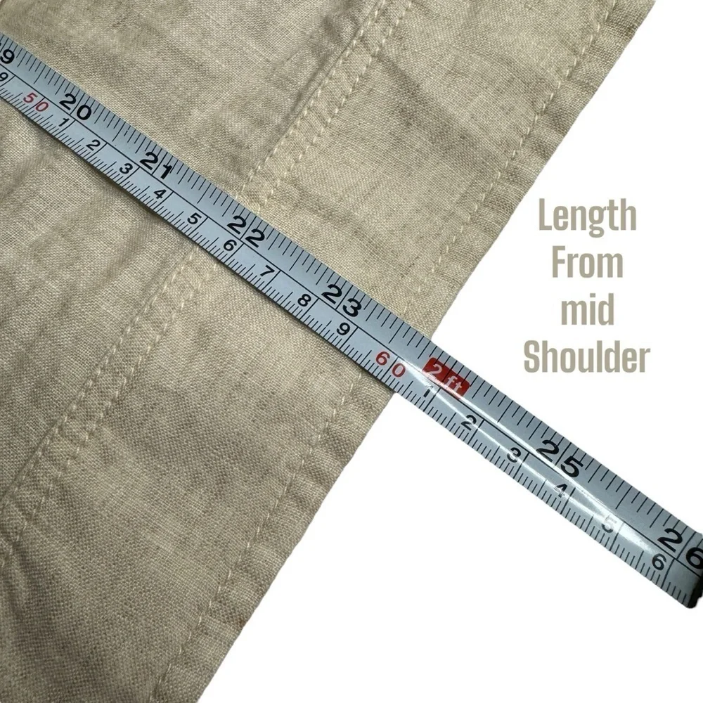 Chicos 100% Linen utility jacket 3/4 sleeve cream womens 1 US 8/medium unlined - Picture 9 of 11